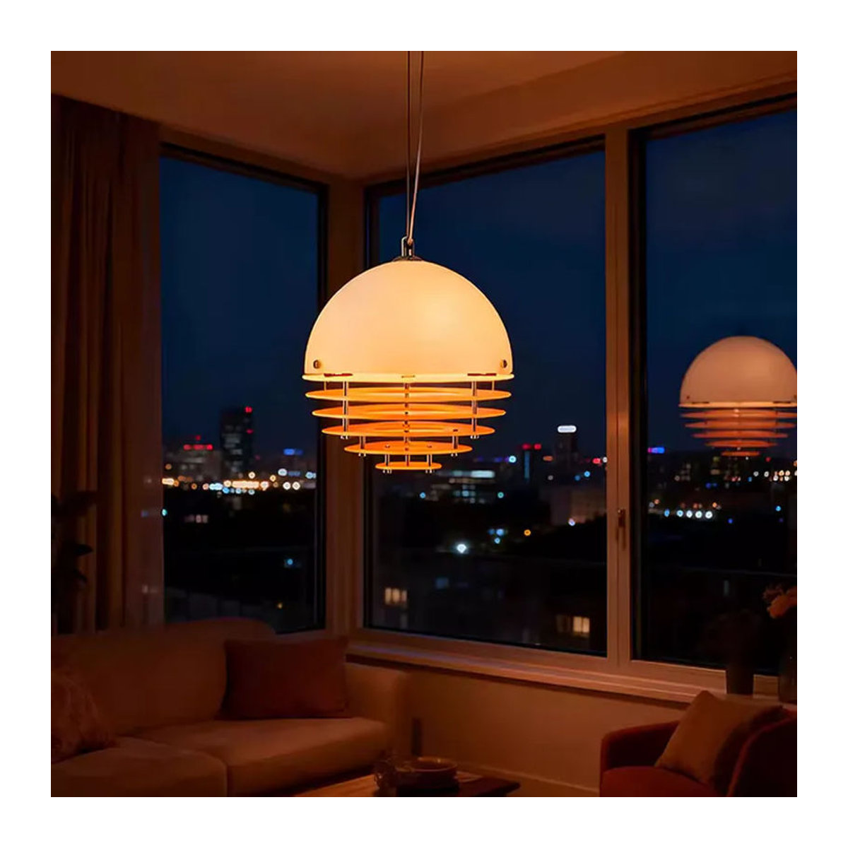 SaloEElaitte Pendelleuchte aus Glas in Orange im skandinavischen Design für Esszimmer und Schlafzimmer - Bild 2