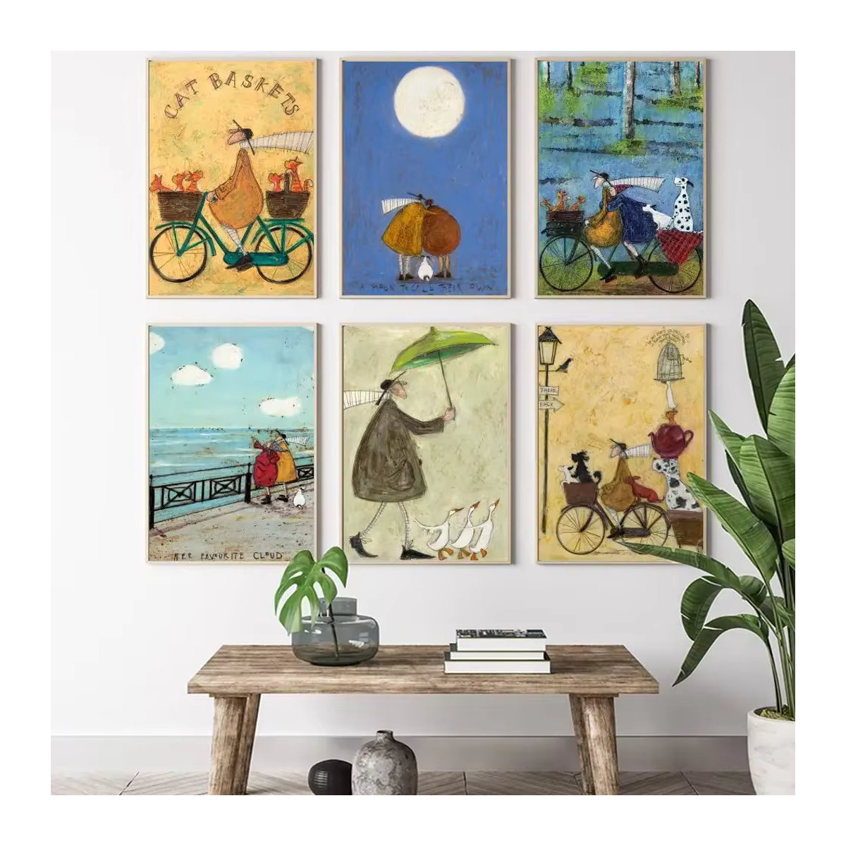 Sam Toft Abstrakte Landschaft mit Hunden Leinwandposter Mehrfarbig Schwarz Hochformat - Bild 2