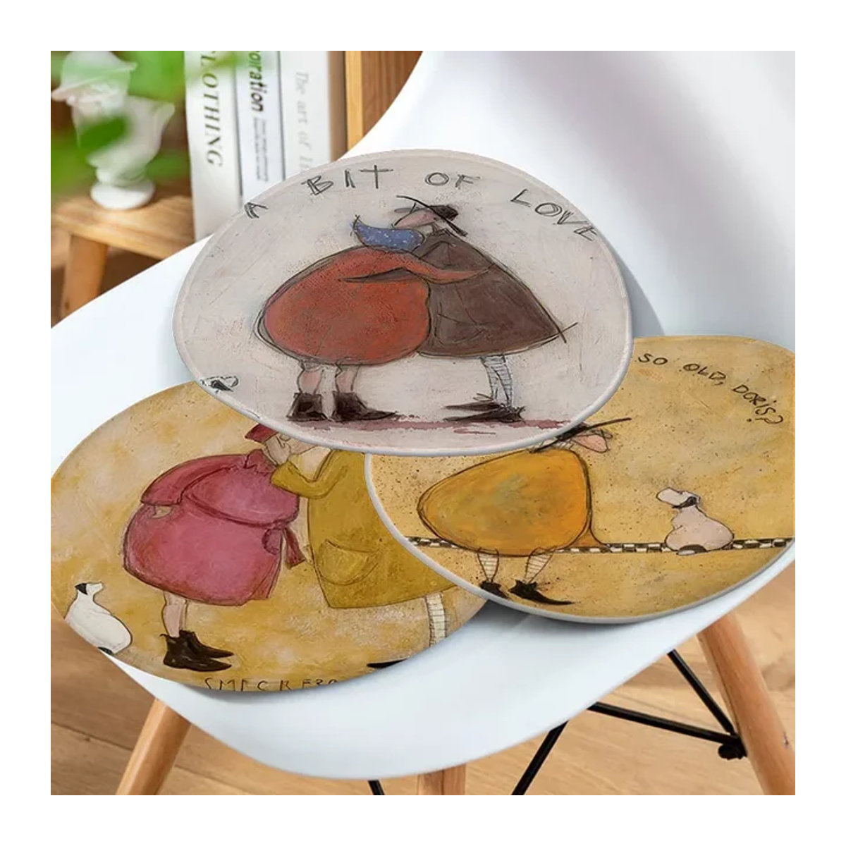 Sam Toft Sitzkissen mit abstraktem Landschaftsdesign und Hundemotiv, mehrfarbig - Bild 1