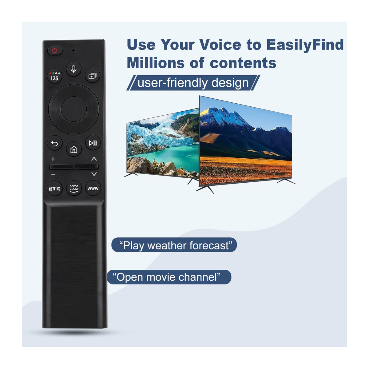 Samsung Ersatz Sprachfernbedienung BN59-01363N in Schwarz passend für Smart TV Modelle UN50AU8000F UN55AU8000F UN55AU8200F UN60AU8000F UN65AU82 - Bild 2