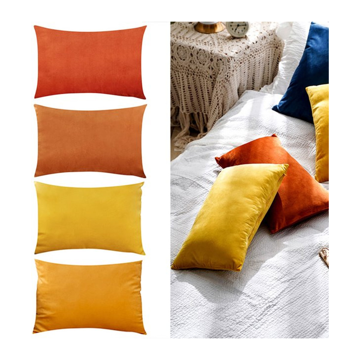 Samt-Kissenbezug Funda Cojin in schlichtem Design für dein Sofa, B/H: 30 x 50 cm - Bild 1