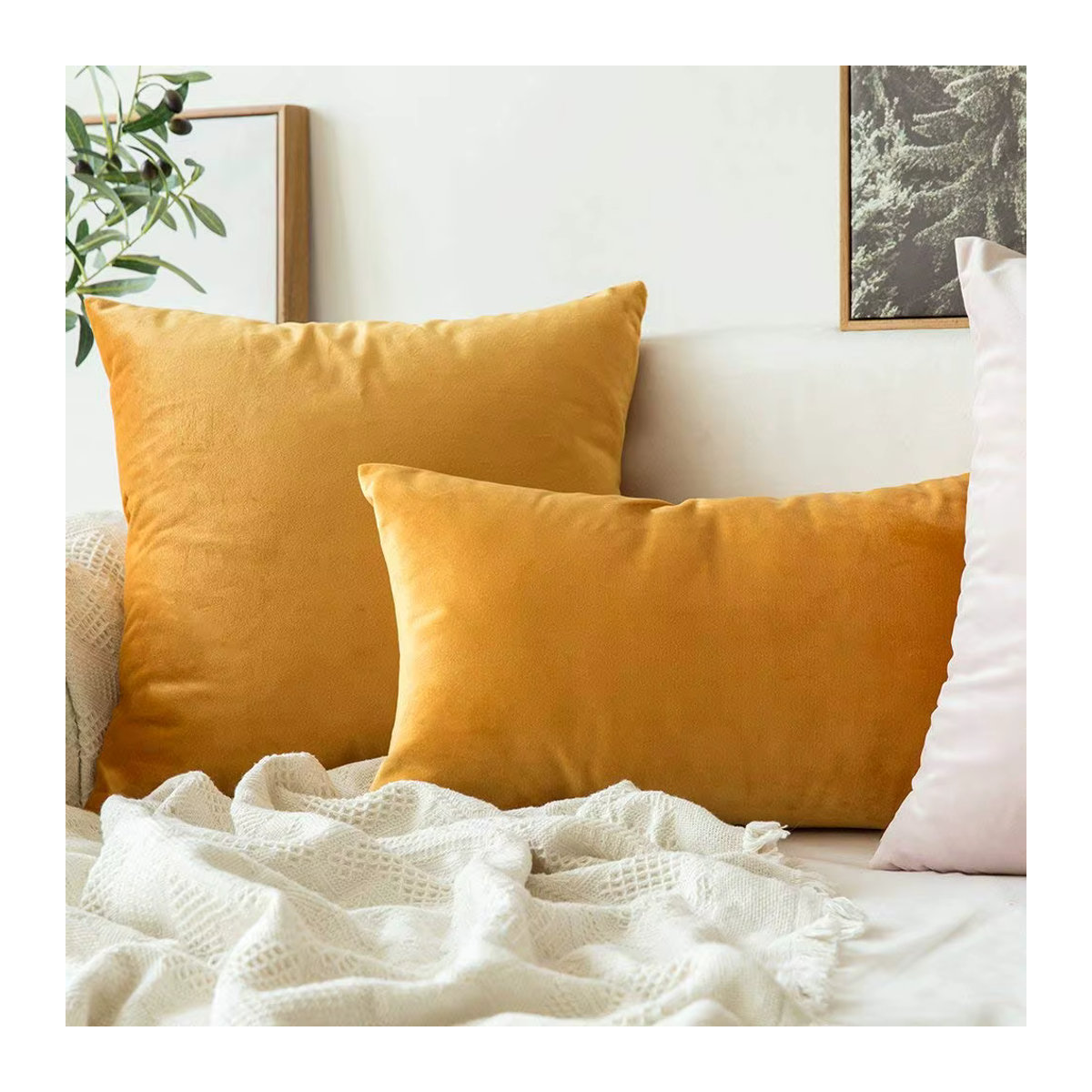 Samt-Kissenbezug Funda Cojin in schlichtem Design für dein Sofa, B/H: 30 x 50 cm - Bild 3
