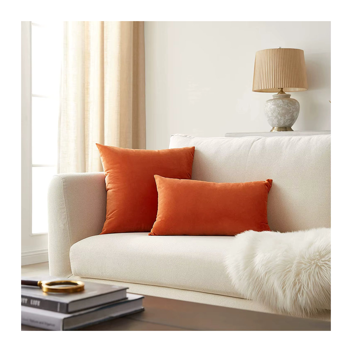 Samt-Kissenbezug Funda Cojin in schlichtem Design für dein Sofa, B/H: 30 x 50 cm - Bild 4