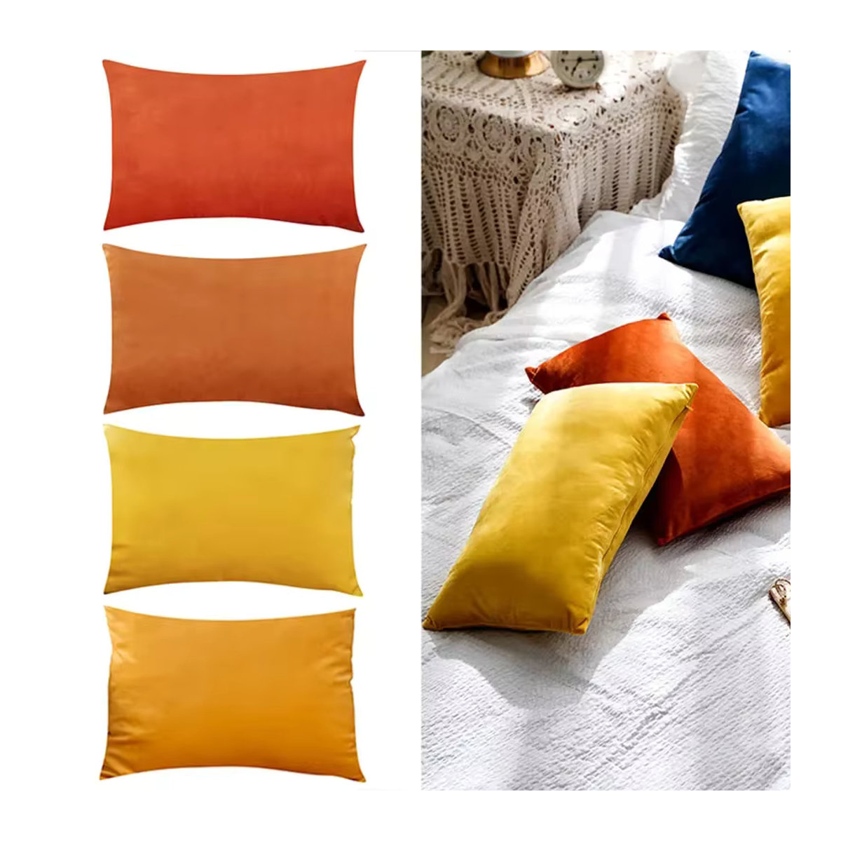 Samt-Kissenbezug Funda Cojin in schlichtem Design für dein Sofa, B/H: 30 x 50 cm - Bild 6