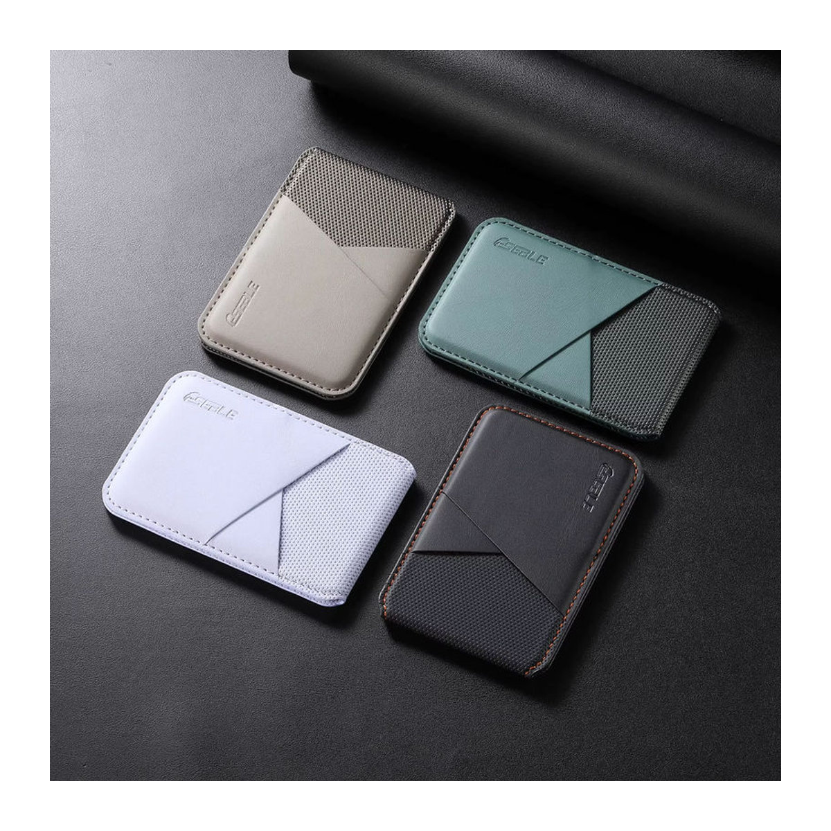 SAMULING Leder-Handyhalter mit MagSafe-Magnetkartenfach für iPhone 14 15 16 17 Pro Max Plus, RFID Anti-Skimming Kartenhalter, Grau, Minimalistisch - Bild 5