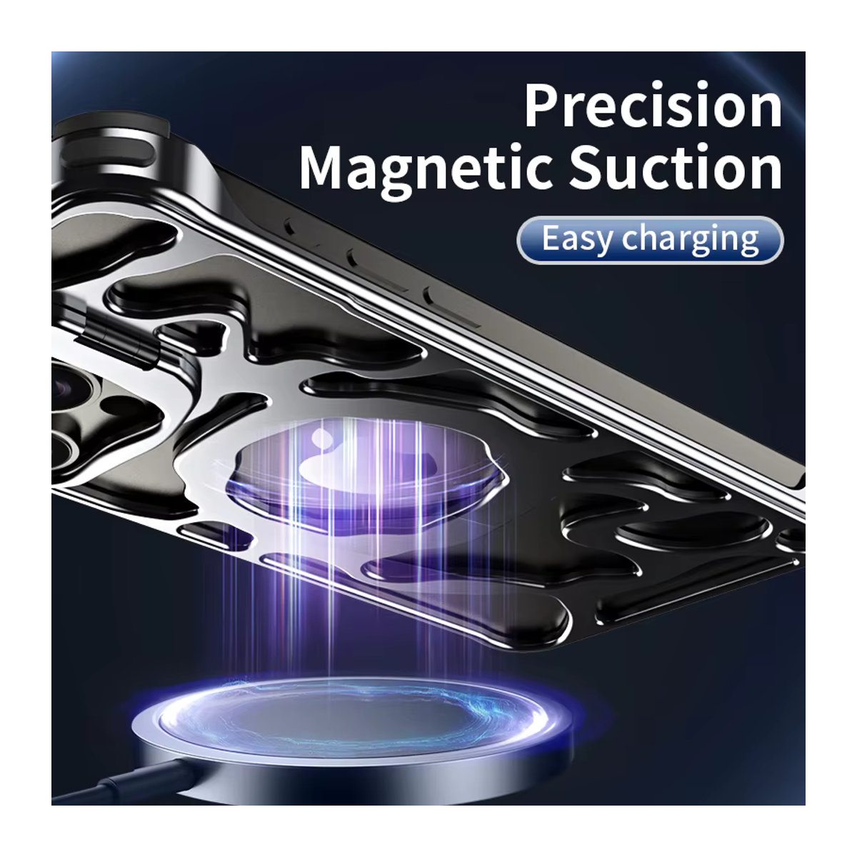 SAMULING Magnetische Metall-Handyhülle mit unsichtbarem Halter und abnehmbarer Aluminium-Kühlung für iPhone 13 14 15 16 17 Pro Max 17 Air, stoßfest, Grau/Silber - Bild 3