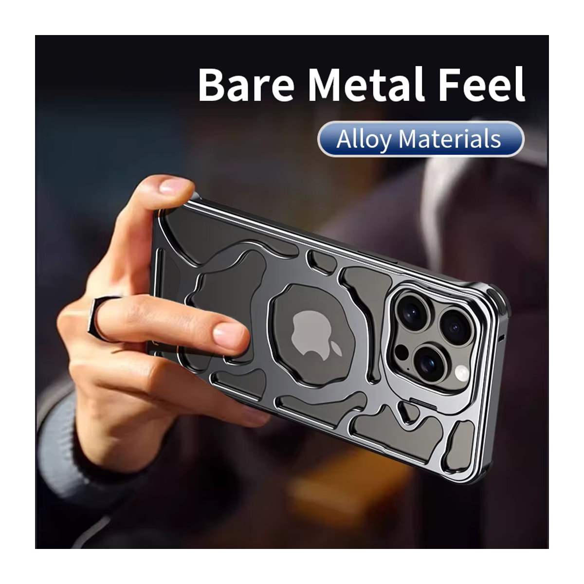 SAMULING Magnetische Metall-Handyhülle mit unsichtbarem Halter und abnehmbarer Aluminium-Kühlung für iPhone 13 14 15 16 17 Pro Max 17 Air, stoßfest, Grau/Silber - Bild 4