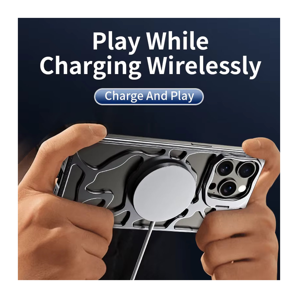 SAMULING Magnetische Metall-Handyhülle mit unsichtbarem Halter und abnehmbarer Aluminium-Kühlung für iPhone 13 14 15 16 17 Pro Max 17 Air, stoßfest, Grau/Silber - Bild 5