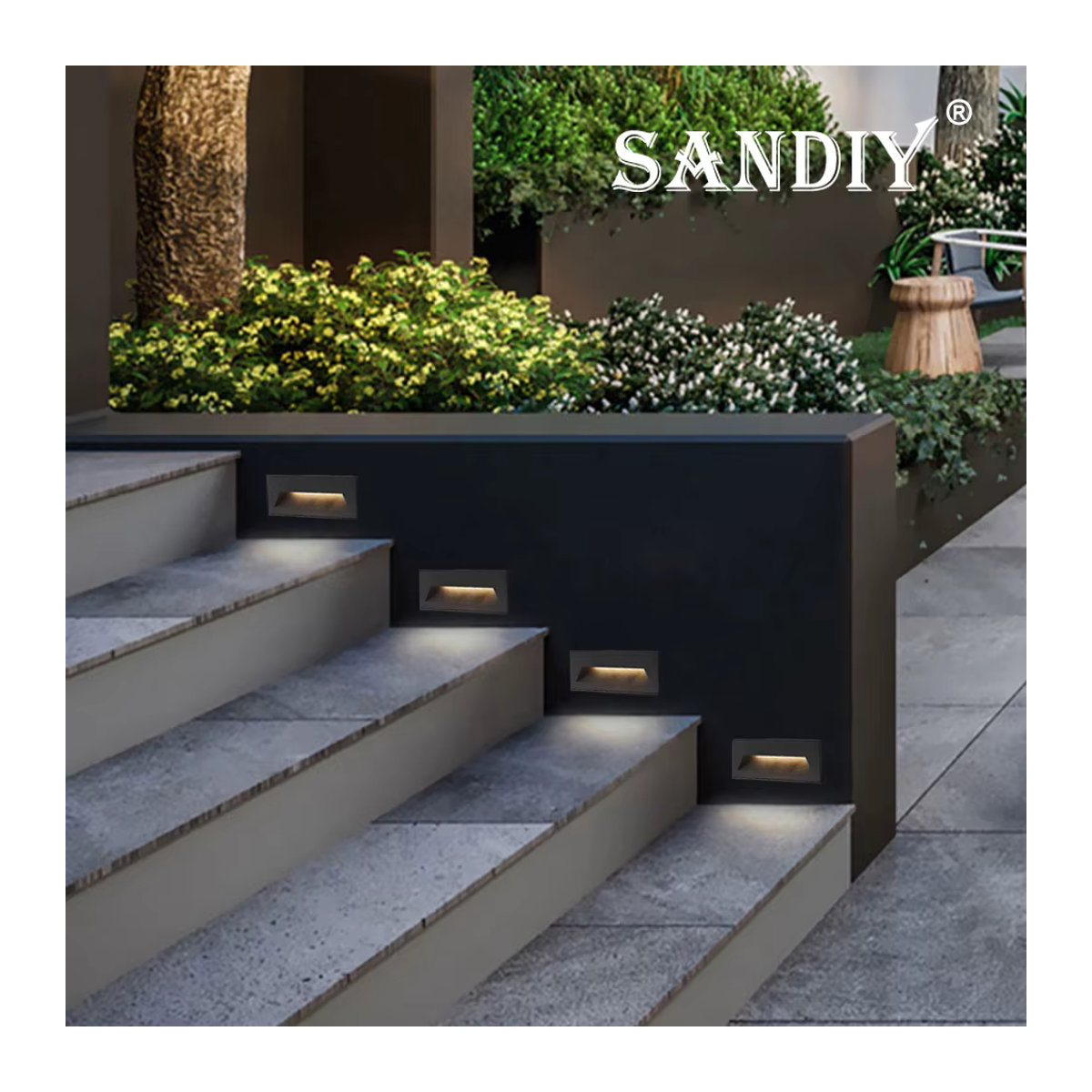 SANDIY Außen Wandleuchte Schwarz Minimalistisch Wasserdichte Treppenbeleuchtung für Balkon Terrasse und Garten - Bild 2