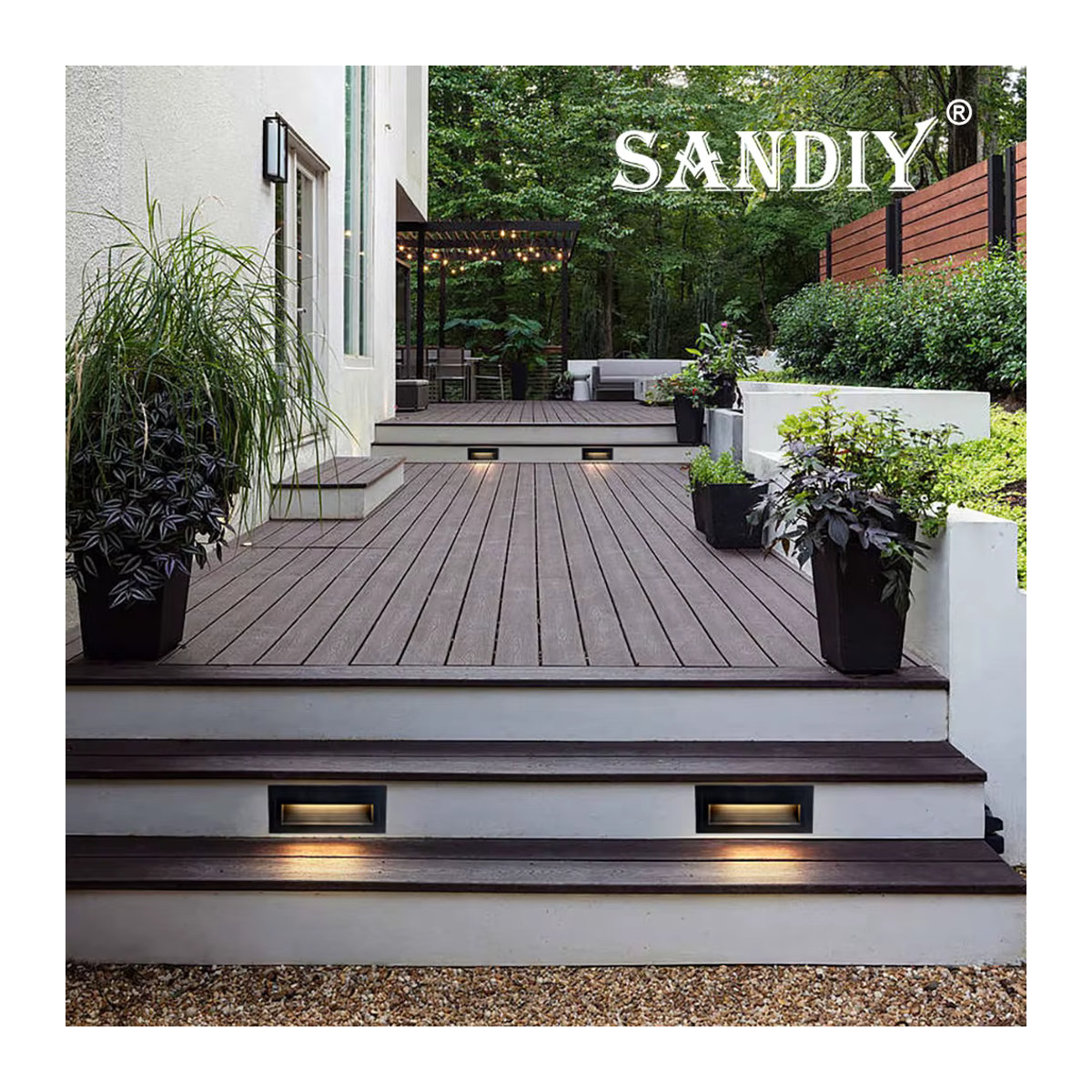 SANDIY Außen Wandleuchte Schwarz Minimalistisch Wasserdichte Treppenbeleuchtung für Balkon Terrasse und Garten - Bild 5
