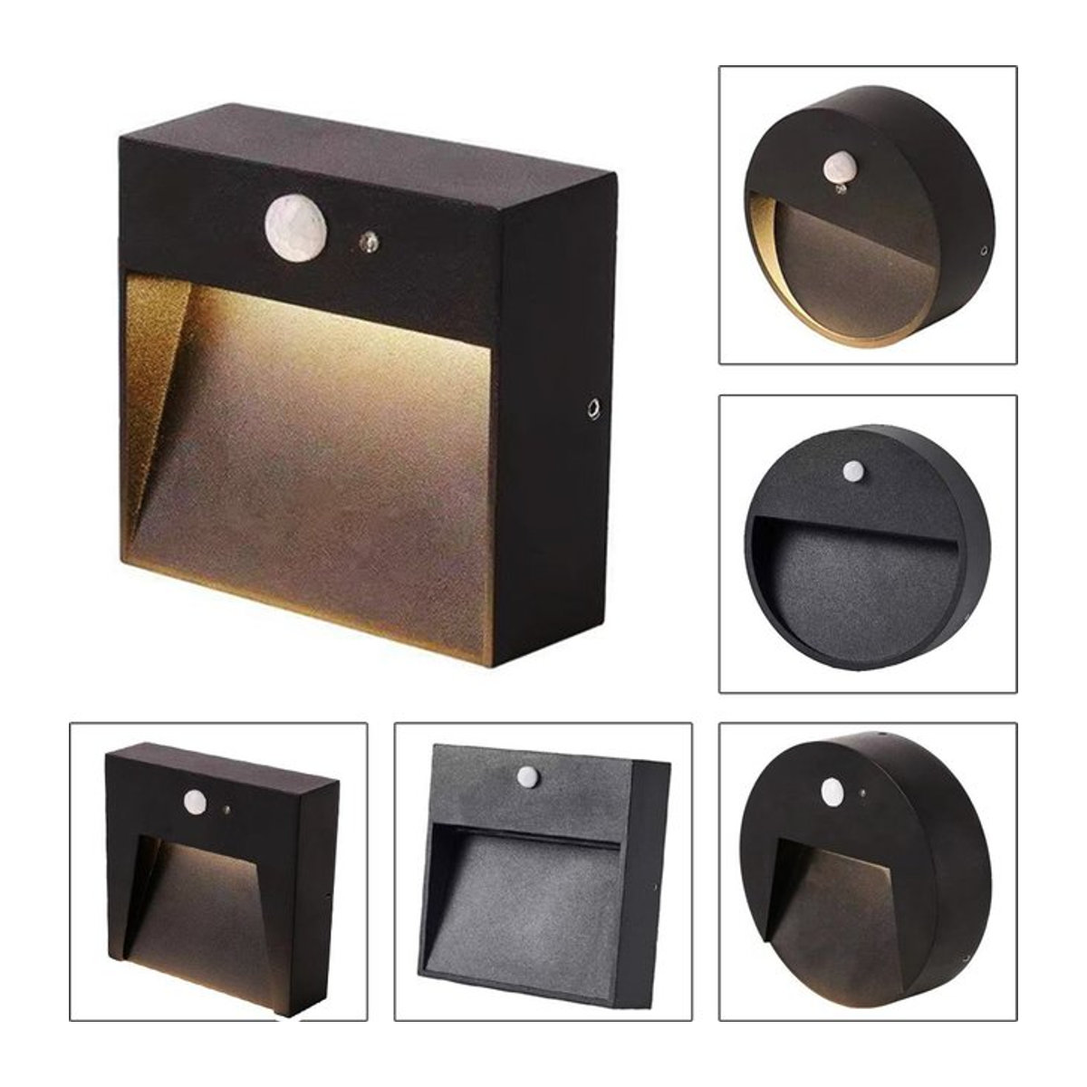 SANDIY Außenwandleuchte mit Bewegungsmelder, moderne Gartenbeleuchtung aus Aluminium in Schwarz, IP65 wasserdicht - Bild 1