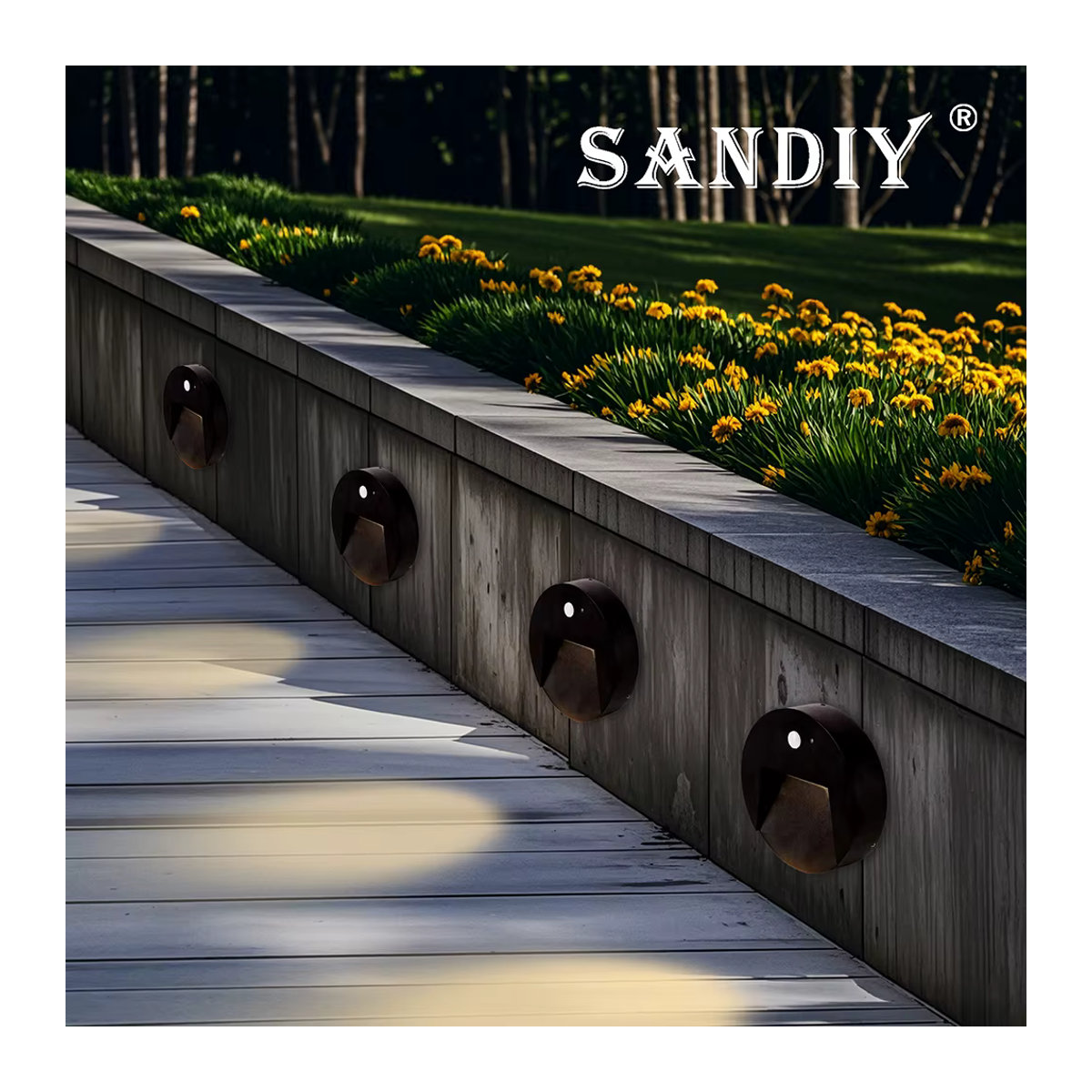 SANDIY Außenwandleuchte mit Bewegungsmelder, moderne Gartenbeleuchtung aus Aluminium in Schwarz, IP65 wasserdicht - Bild 2