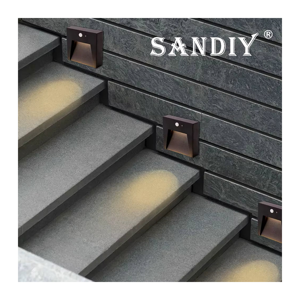 SANDIY Außenwandleuchte mit Bewegungsmelder, moderne Gartenbeleuchtung aus Aluminium in Schwarz, IP65 wasserdicht - Bild 4
