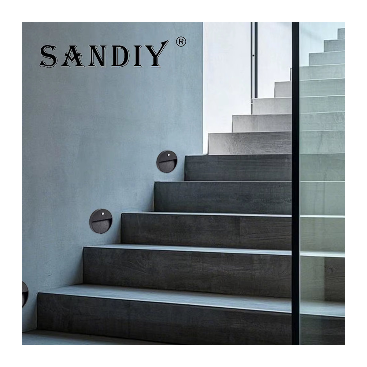 SANDIY Außenwandleuchte mit Bewegungsmelder, moderne Gartenbeleuchtung aus Aluminium in Schwarz, IP65 wasserdicht - Bild 5