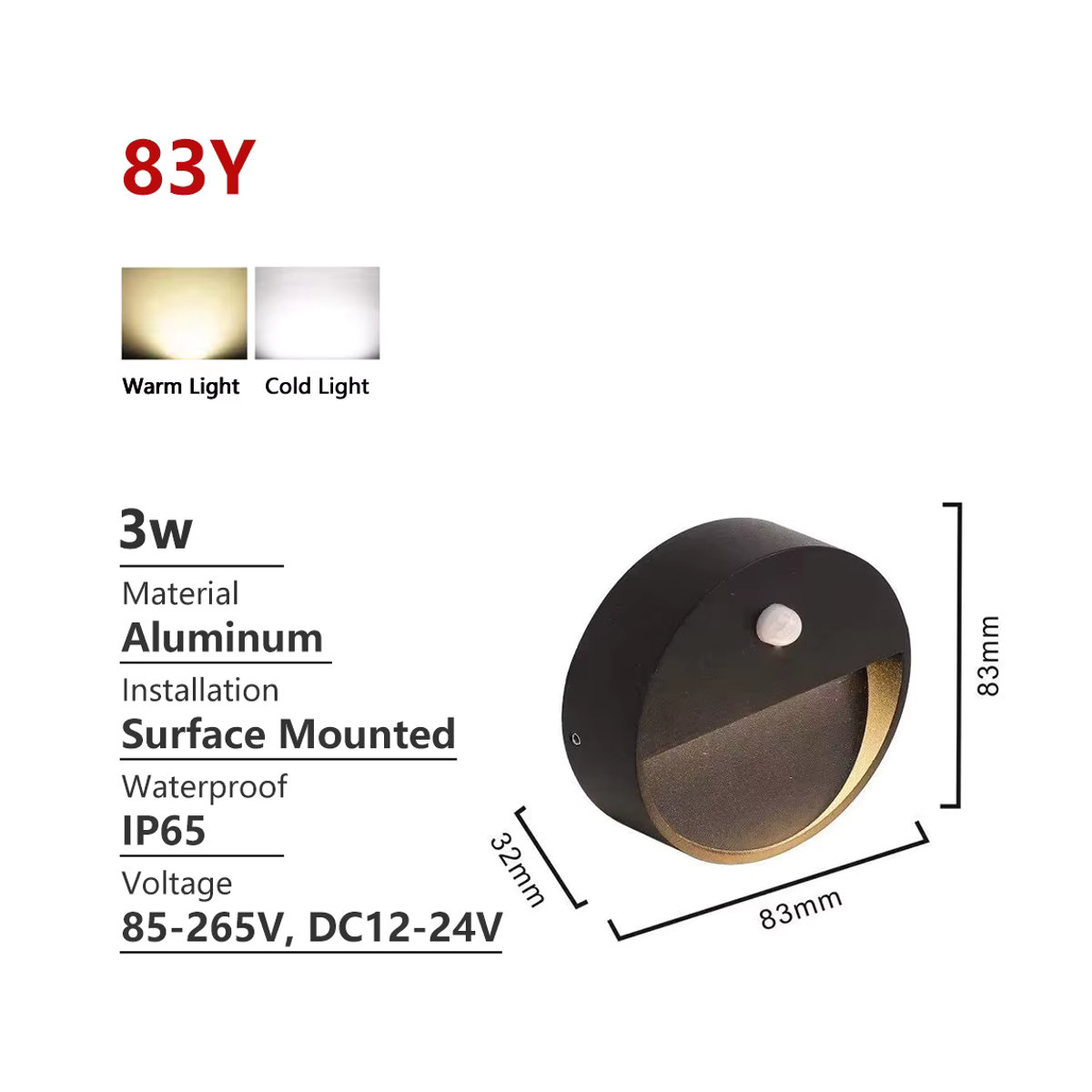 SANDIY Außenwandleuchte mit Bewegungsmelder, moderne Gartenbeleuchtung aus Aluminium in Schwarz, IP65 wasserdicht - Bild 7