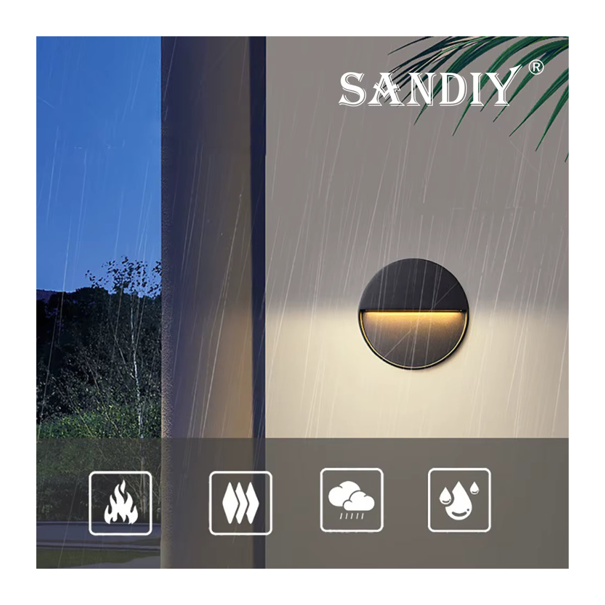 SANDIY LED Outdoor Wandleuchte aus Aluminium in Schwarz, moderne wasserdichte Außenbeleuchtung für Terrasse, Garage und Zaun - Bild 3