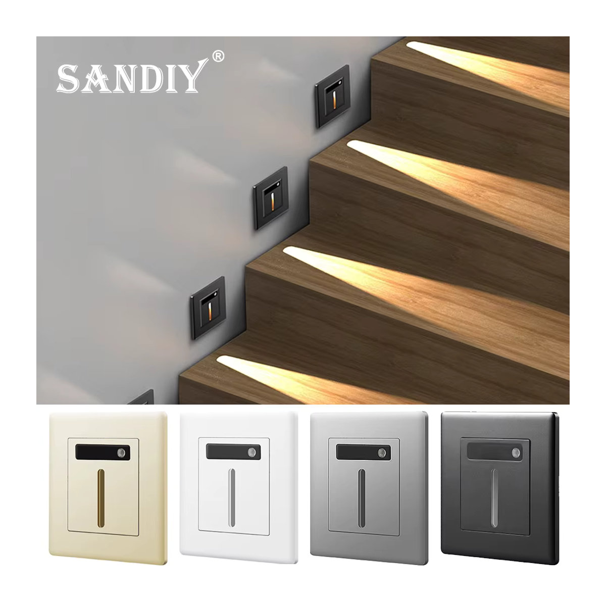 SANDIY Sensor Wandlampe mit Bewegungsmelder in Weiß aus Sicherheitsglas für Treppen, Schlafzimmer und Balkon im Modern Style - Bild 3