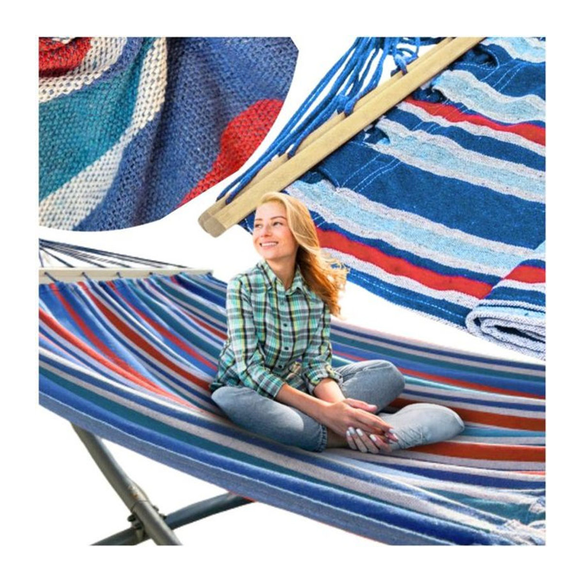 SANDOS Hängematte mit Spreizstange im Bohemian-Design, Bunt, B/T/H: 220 x 160 cm - Bild 5