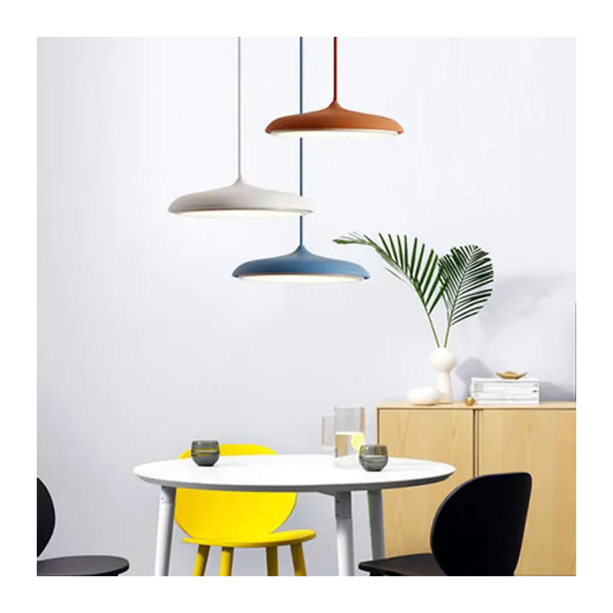 SANDYHA LED Pendelleuchte im skandinavischen Design, minimalistischer runder Kronleuchter in Bunt für Esszimmer, Küche oder Insel - Bild 3