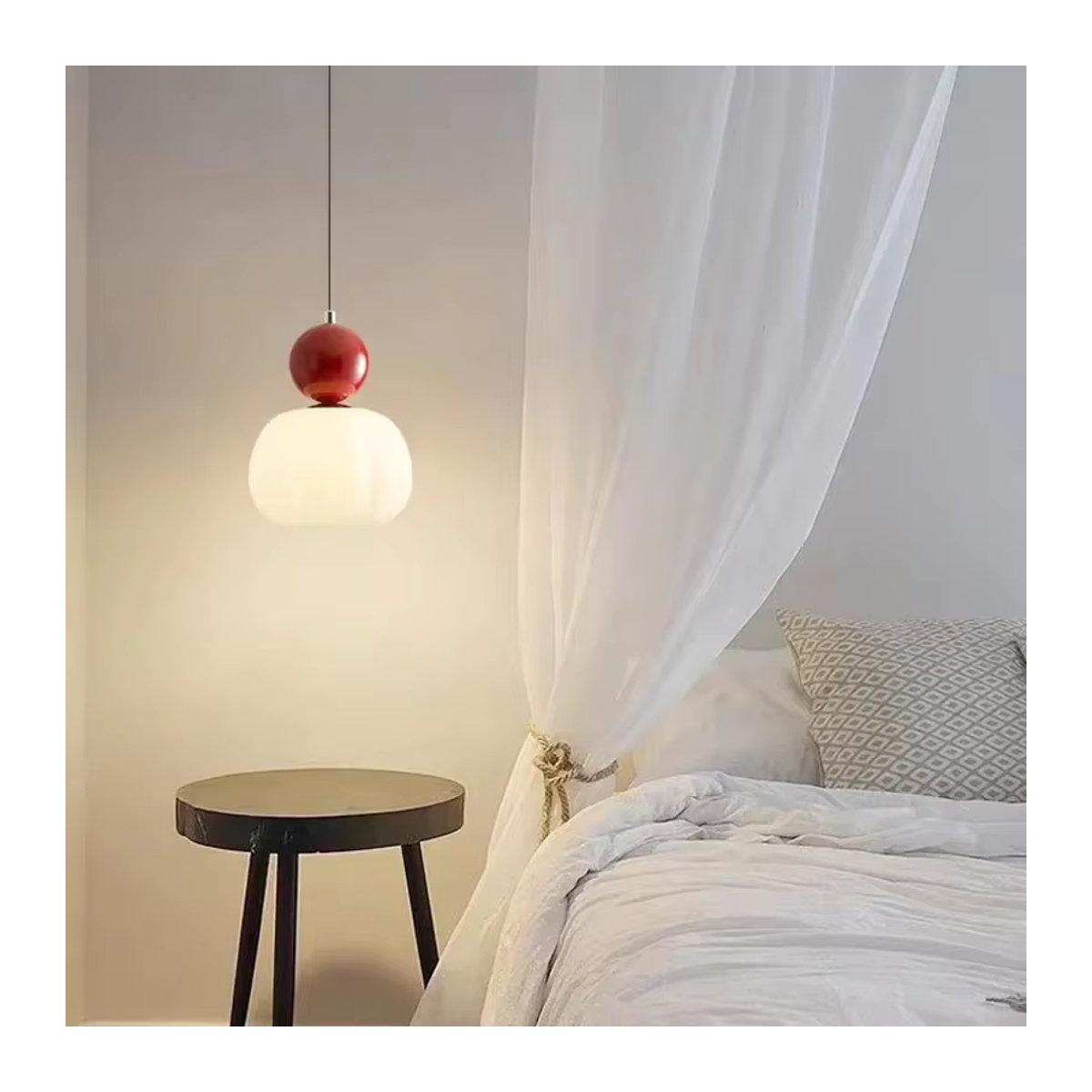 SANDYHA Moderner LED-Kronleuchter in Rot, minimalistische Pendelleuchte für Wohnzimmer, Schlafzimmer und Essbereich - Bild 1