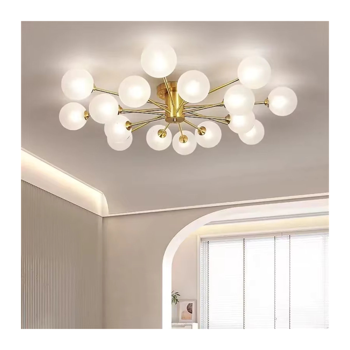 SANDYHA Nordic Glas Kronleuchter im skandinavischen Design für Wohnzimmer und Schlafzimmer mit G9 Fassung - Bild 2