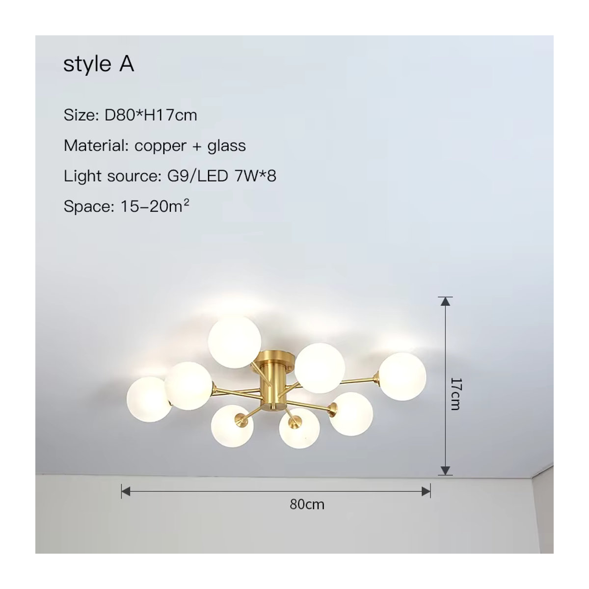 SANDYHA Nordic Glas Kronleuchter im skandinavischen Design für Wohnzimmer und Schlafzimmer mit G9 Fassung - Bild 4
