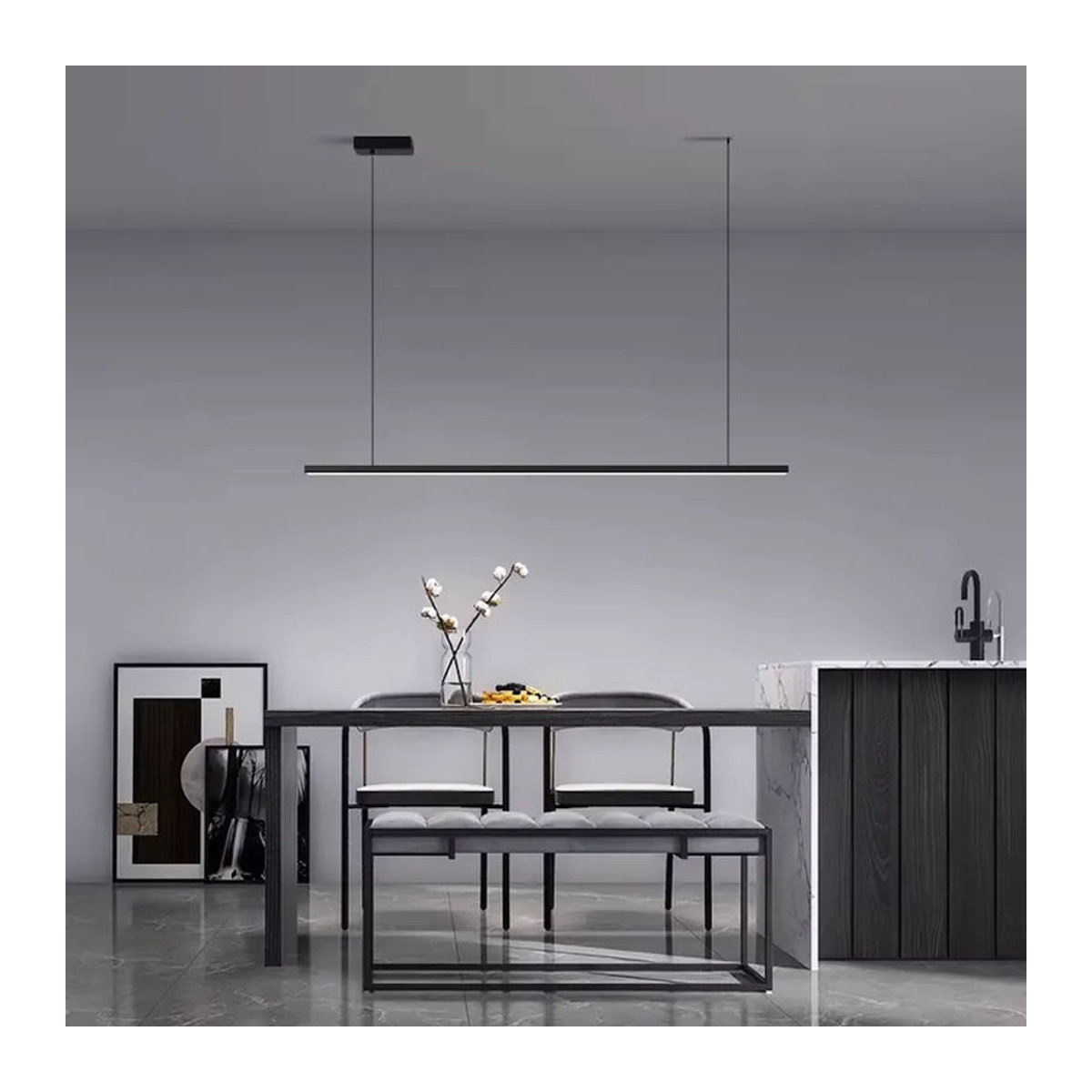 SANDYHA Nordic Minimalistische LED Pendelleuchte Schwarz Dimmbar - Bild 2