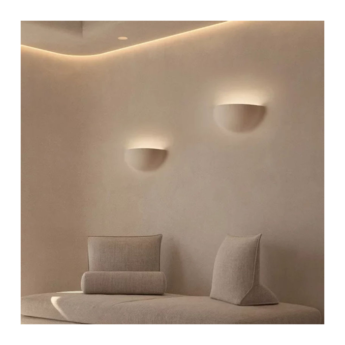 SANDYHA Nordische LED Wandleuchte aus Mineralguss in Weiß, minimalistisches Design für Wohnzimmer und Schlafzimmer - Bild 1