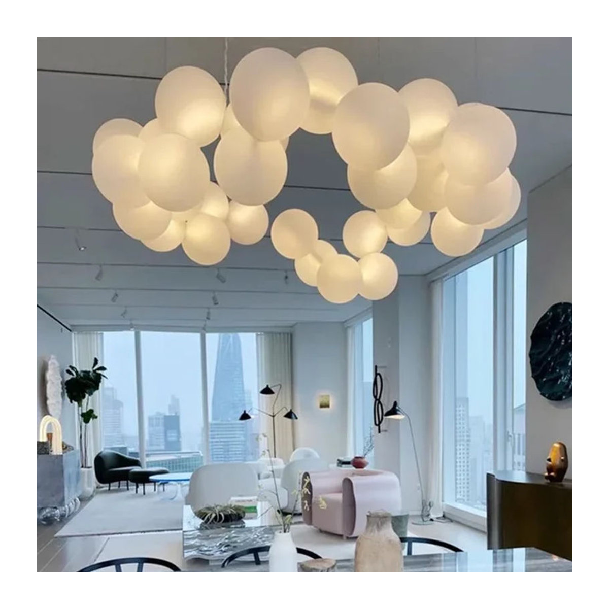 SANDYHA Pendelleuchte Nordic Acryl Ball in Weiß für Wohnzimmer Esszimmer und Küche - Bild 1