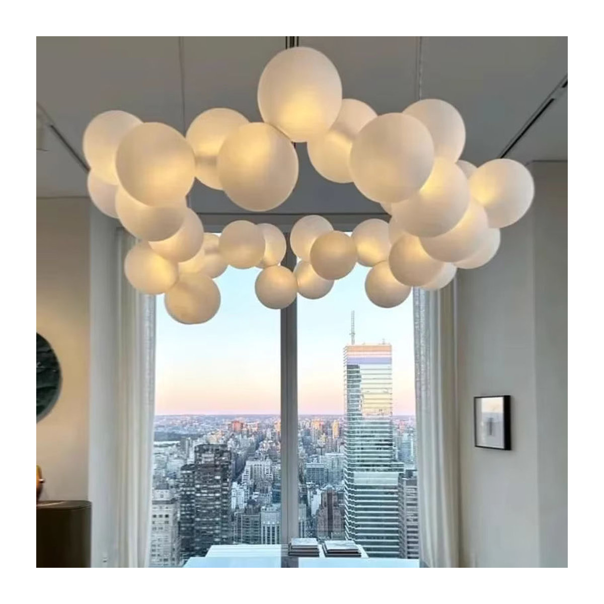 SANDYHA Pendelleuchte Nordic Acryl Ball in Weiß für Wohnzimmer Esszimmer und Küche - Bild 2