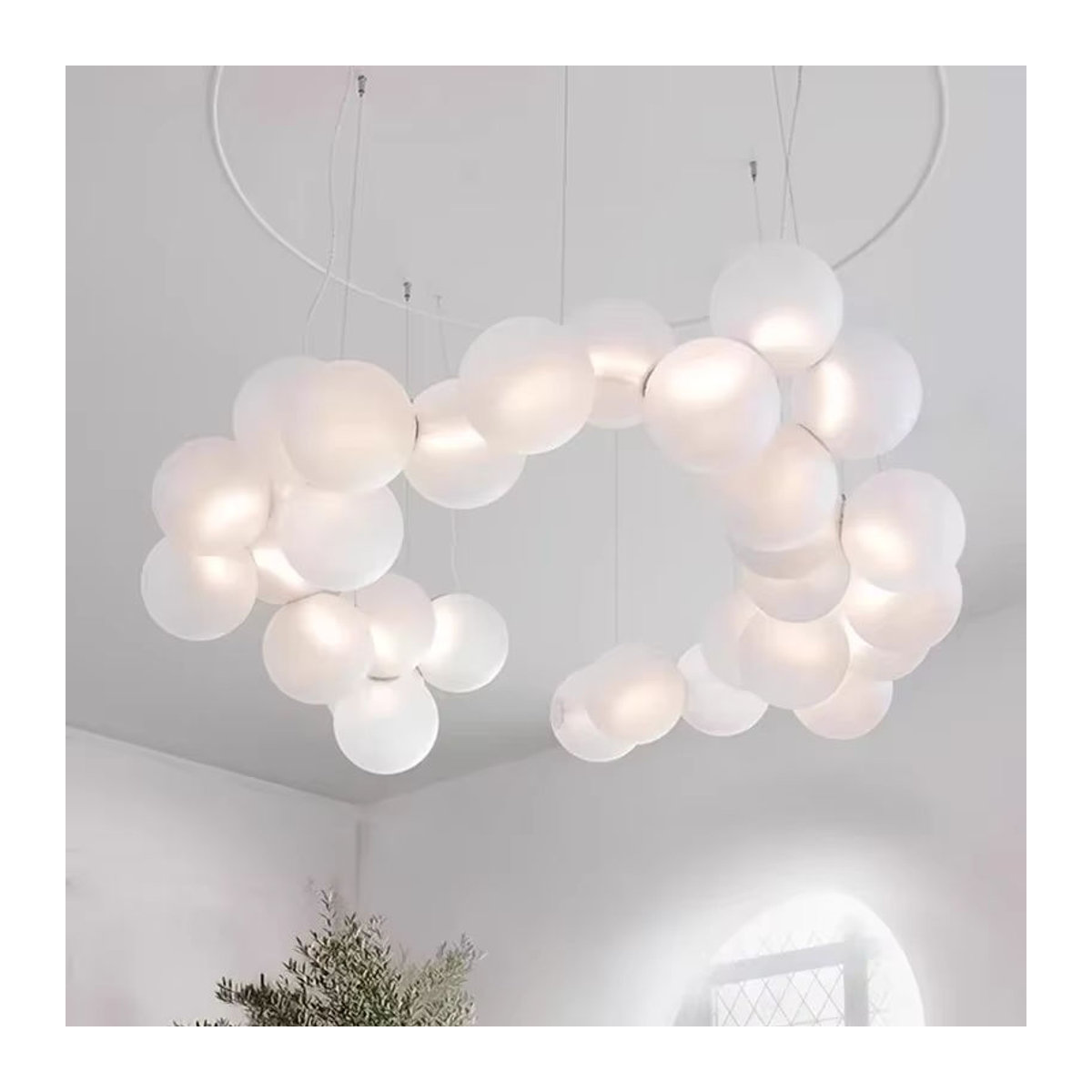 SANDYHA Pendelleuchte Nordic Acryl Ball in Weiß für Wohnzimmer Esszimmer und Küche - Bild 3
