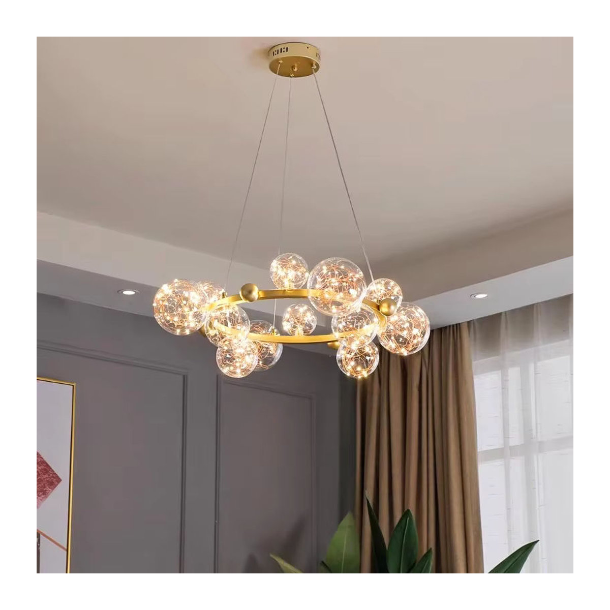 SANDYHA Pendelleuchte Nordic Glas Ball LED in Schwarz für Wohnzimmer Esszimmer und Küche - Bild 3