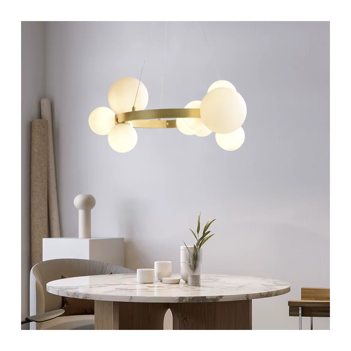 SANDYHA Pendelleuchte Skandinavisch Modern mit Glaskugel in Schwarz und Gold für Wohnzimmer und Esszimmer - Bild 2