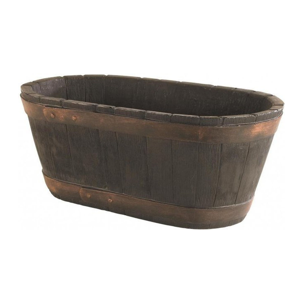 Sankey Fasspflanzer aus Kunststoff in Braun, rustikales Design, B/H/T: 60.5 x 34 x 25 cm - Bild 1