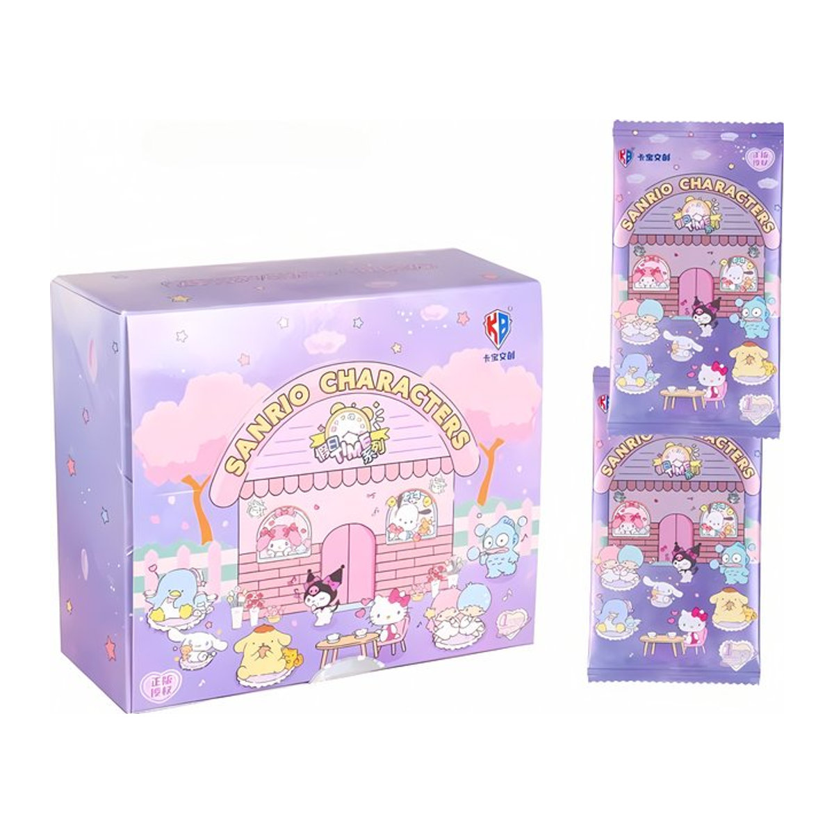 Sanrio Anime Figuren Sammelkarte Kuromi Kitty Melody lila aus Papier - Bild 1