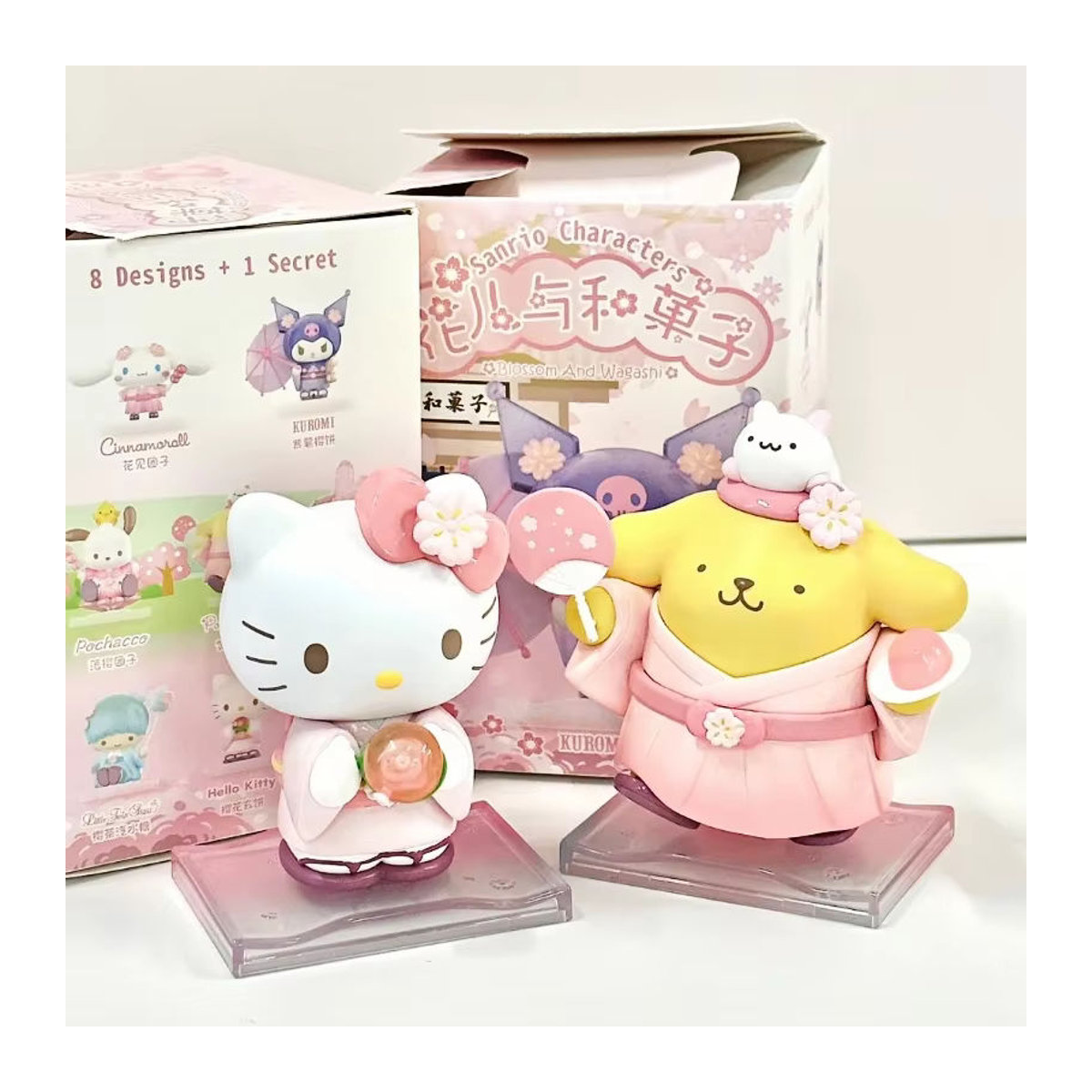 Sanrio Blossom And Wagashi Serie Blind Box Anime Figur Kuromi und My Melody als rosa Dekorationsfiguren aus Kunststoff - Bild 2