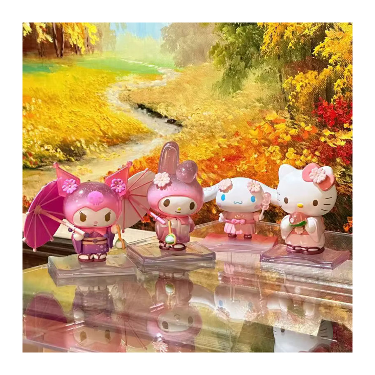 Sanrio Blossom And Wagashi Serie Blind Box Anime Figur Kuromi und My Melody als rosa Dekorationsfiguren aus Kunststoff - Bild 4