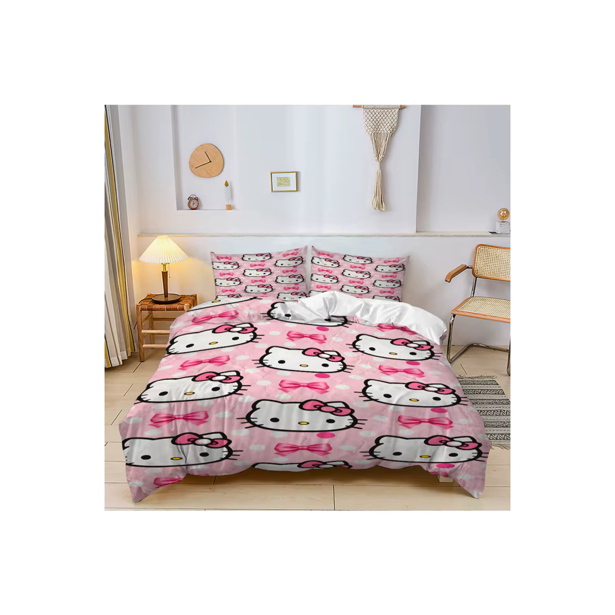 Sanrio Hello Kitty Bettwäsche-Set für Kinder und Teenager in Rosa, Queen-Size - Bild 1
