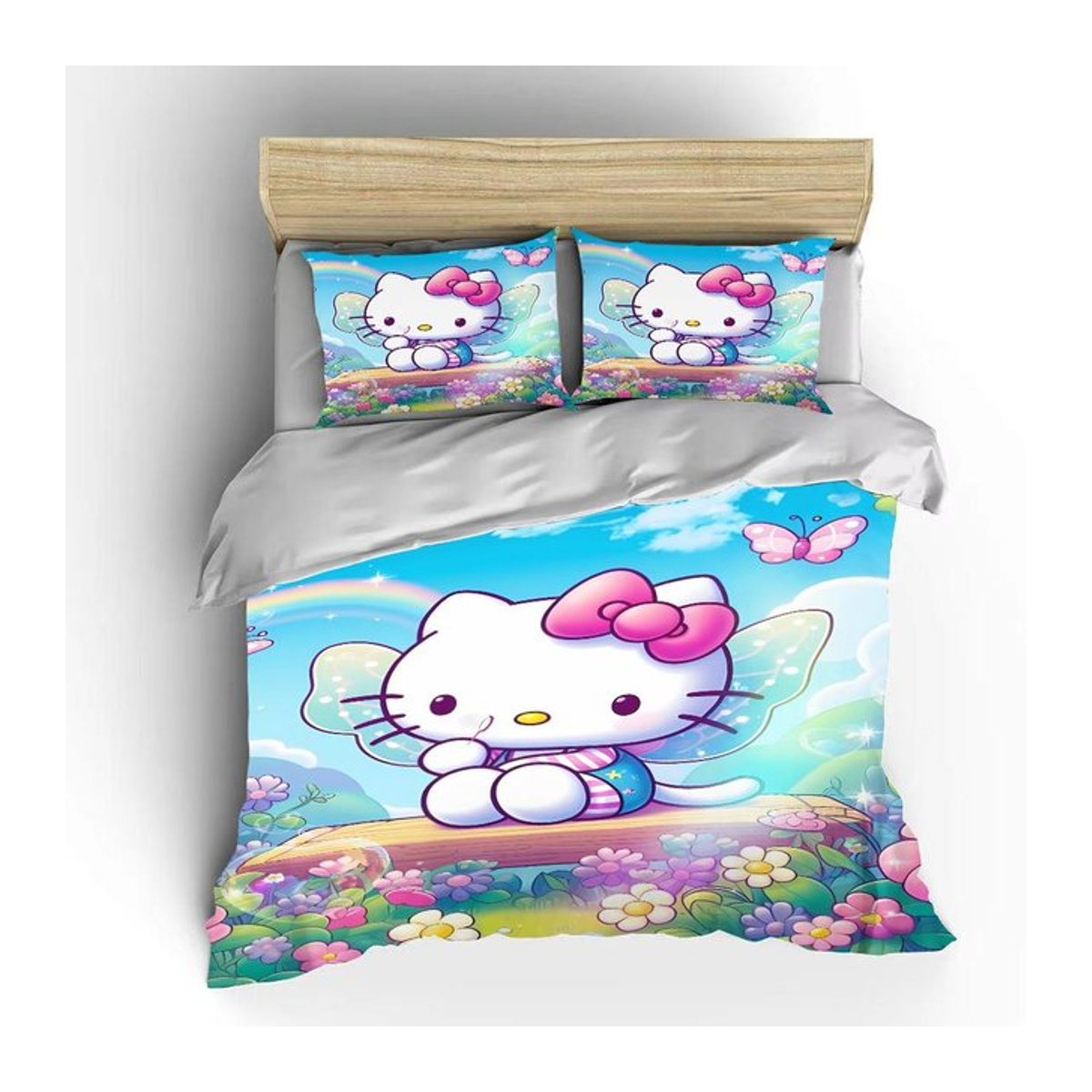 Sanrio Hello Kitty Bettwäscheset mehrfarbig mit Reißverschluss, 2-3-teilig, King Size, B: 245 cm, H: 210 cm - Bild 1