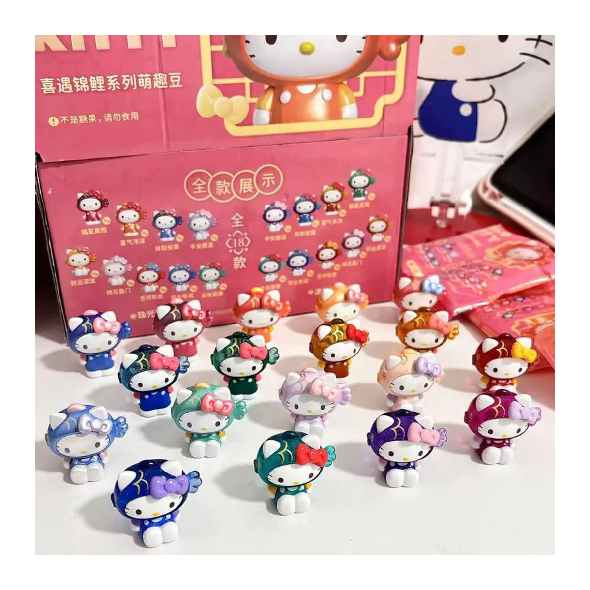 Sanrio Hello Kitty Blind Box Kawaii Fisch Maskottchen Serie Mini Figuren aus Kunststoff, mehrfarbig - Bild 3