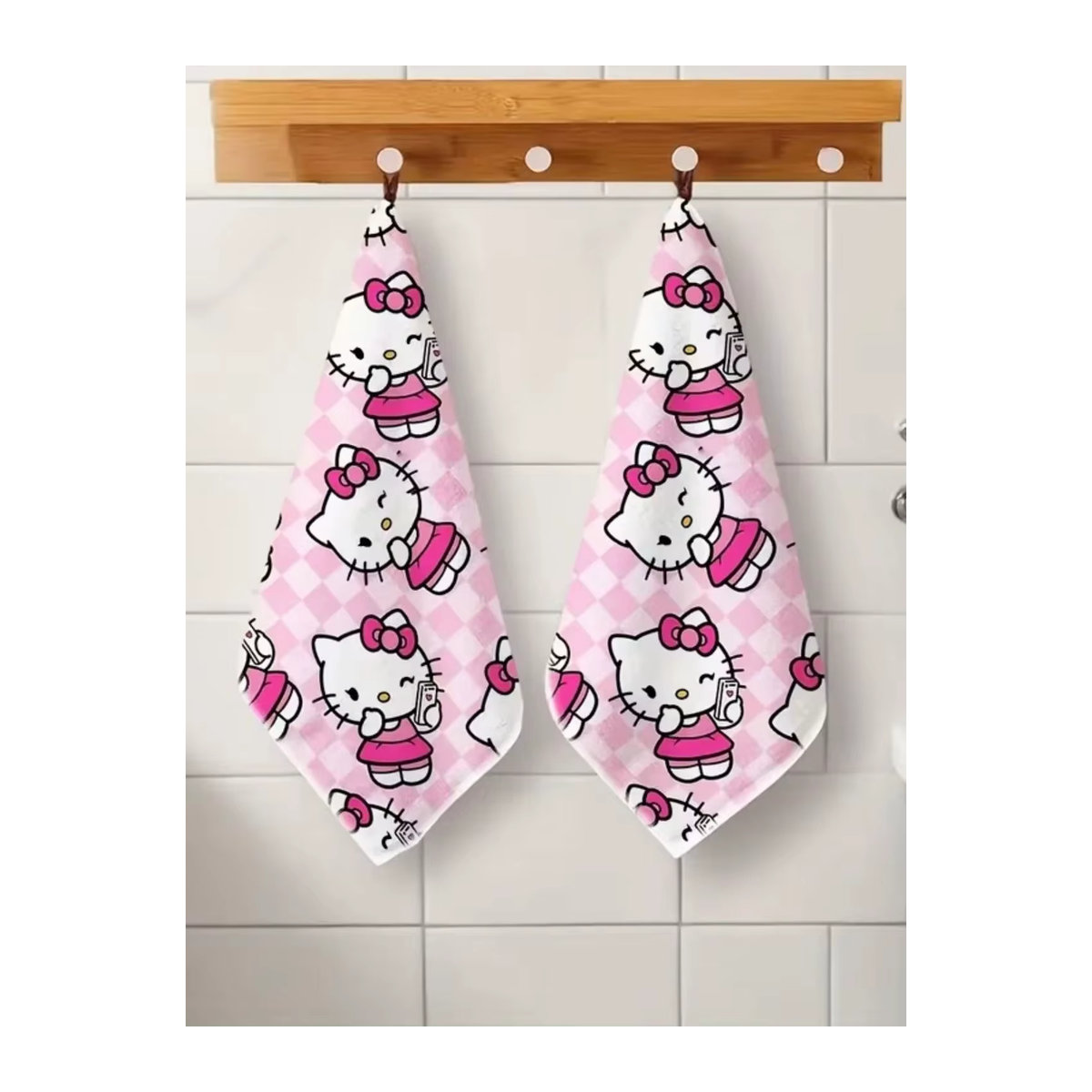 Sanrio Hello Kitty Handtuch-Set 2 Stück in Rosa mit verschiedenen Mustern und hoher Saugfähigkeit - Bild 5