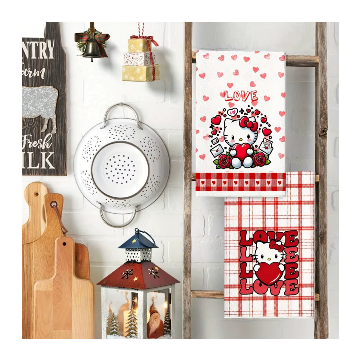 Sanrio Hello Kitty Handtuch-Set aus saugfähigem Material in Weiß, 2 Stück - Bild 3
