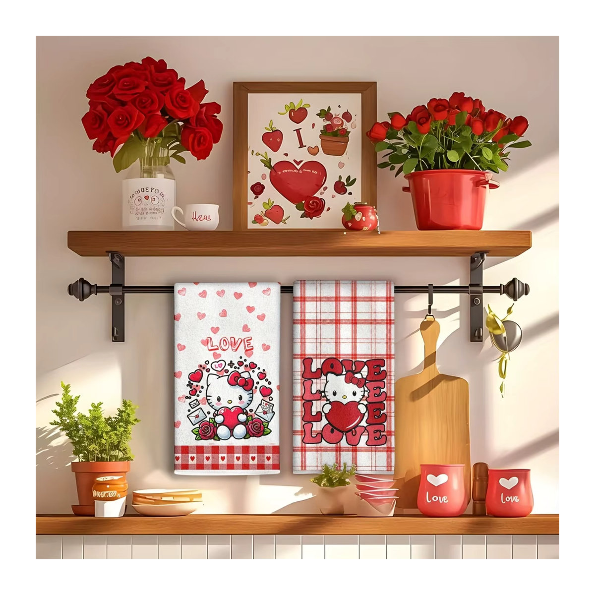Sanrio Hello Kitty Handtuch-Set aus saugfähigem Material in Weiß, 2 Stück - Bild 4