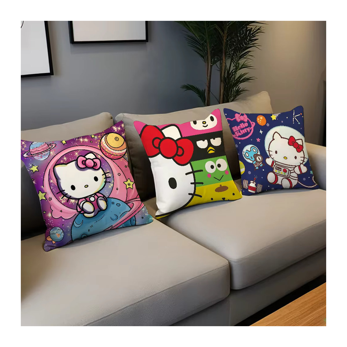 Sanrio Hello Kitty Kissenbezug im Kawaii-Cartoon-Stil, mehrfarbig - Bild 5