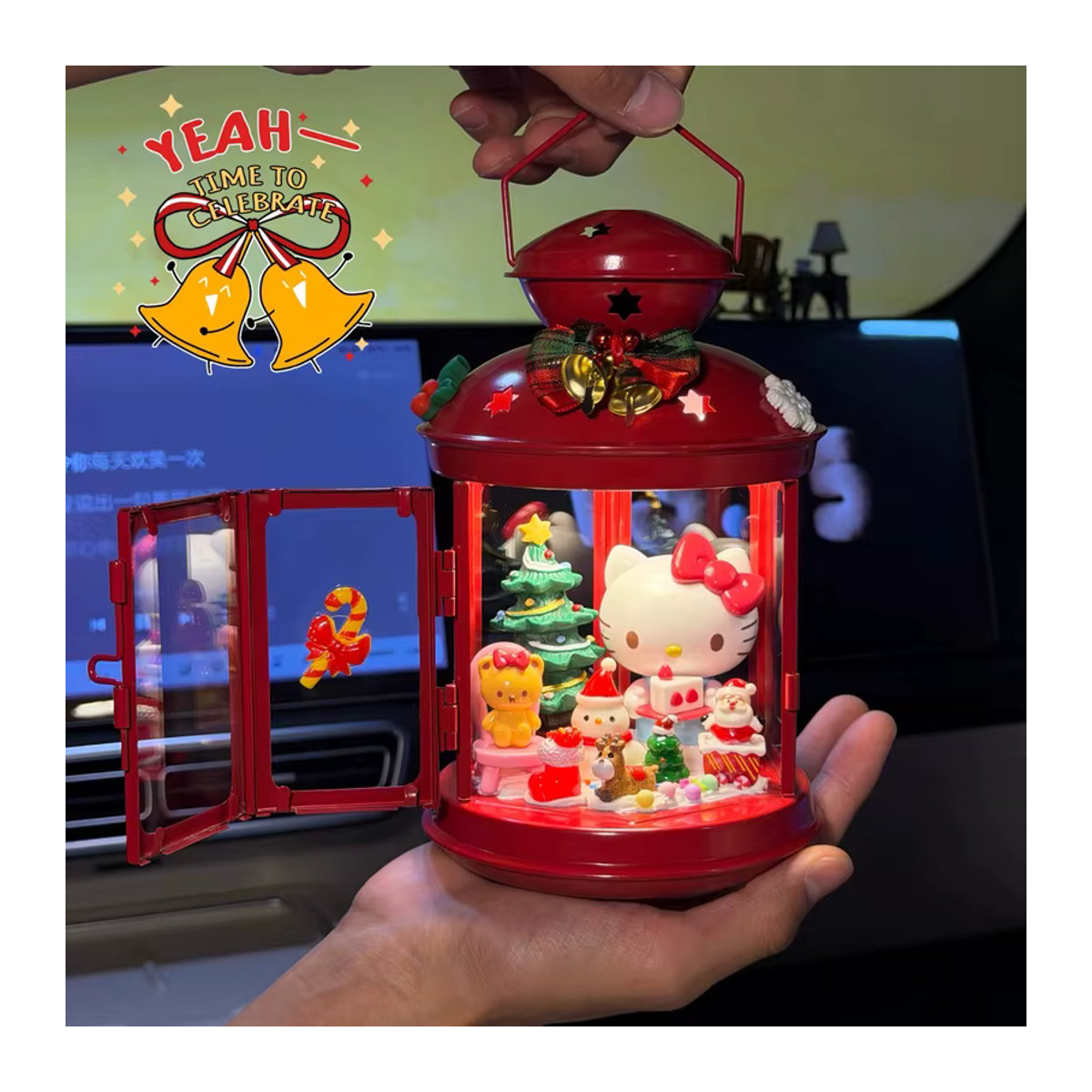 Sanrio Hello Kitty My Melody Kuromi Nachtlicht im Telefonzellen-Stil als Kawaii Desktop-Ornamente Tischlampe in Rot - Bild 2
