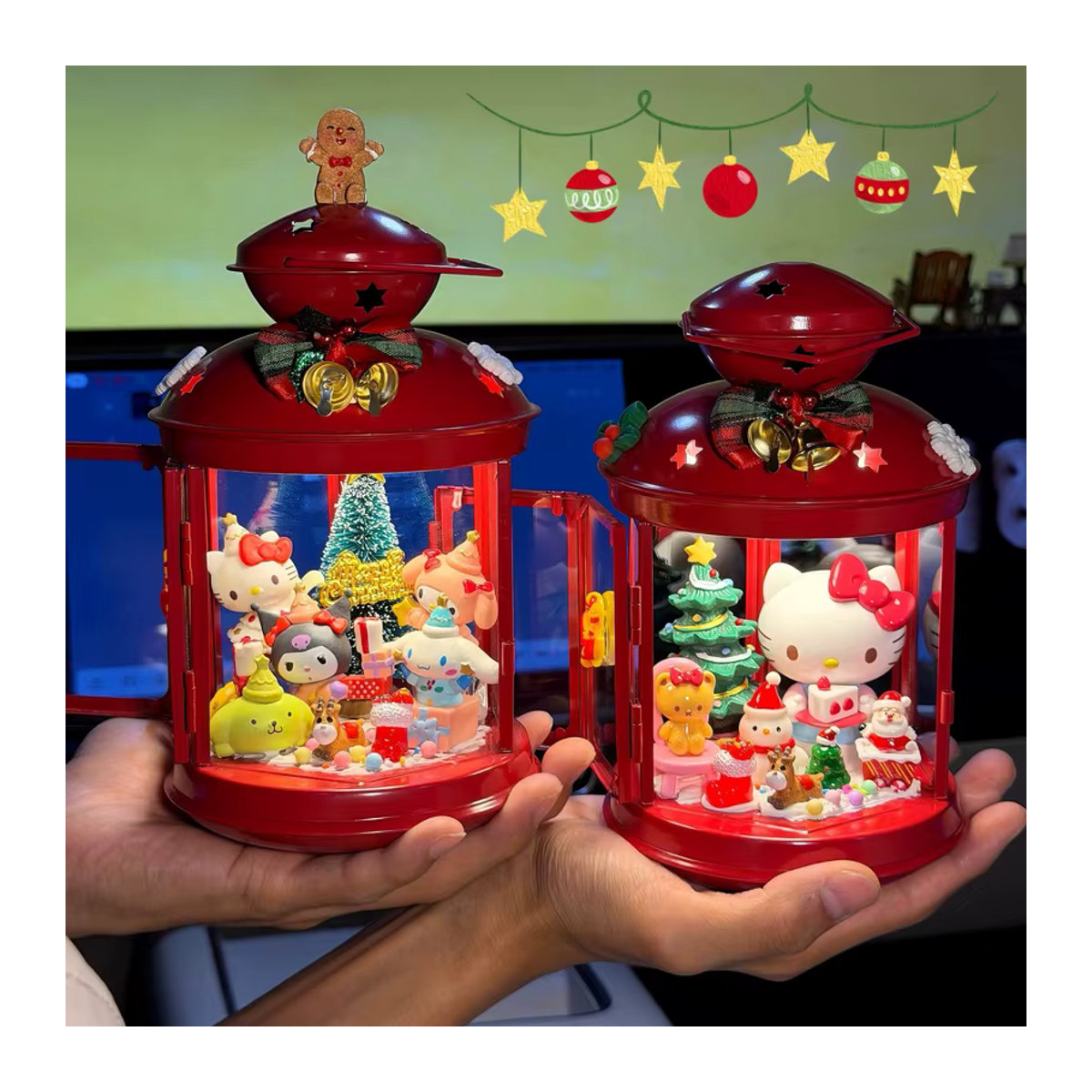 Sanrio Hello Kitty My Melody Kuromi Nachtlicht im Telefonzellen-Stil als Kawaii Desktop-Ornamente Tischlampe in Rot - Bild 3