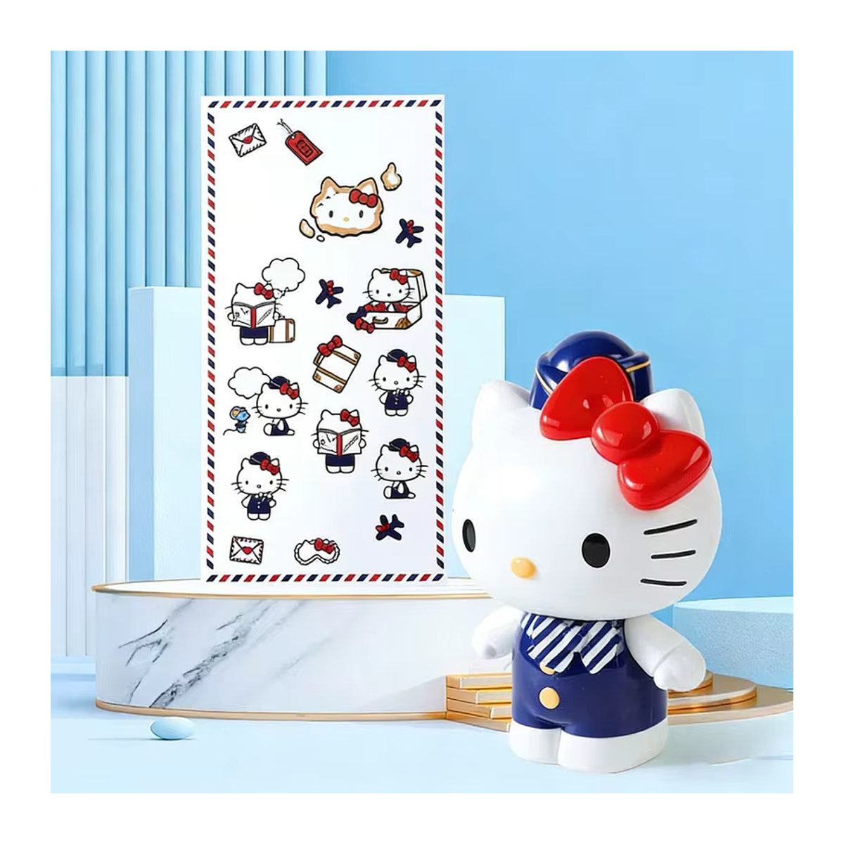 Sanrio Hello Kitty Spardose in Weiß mit Streifenmuster aus Kunststoff - Bild 4