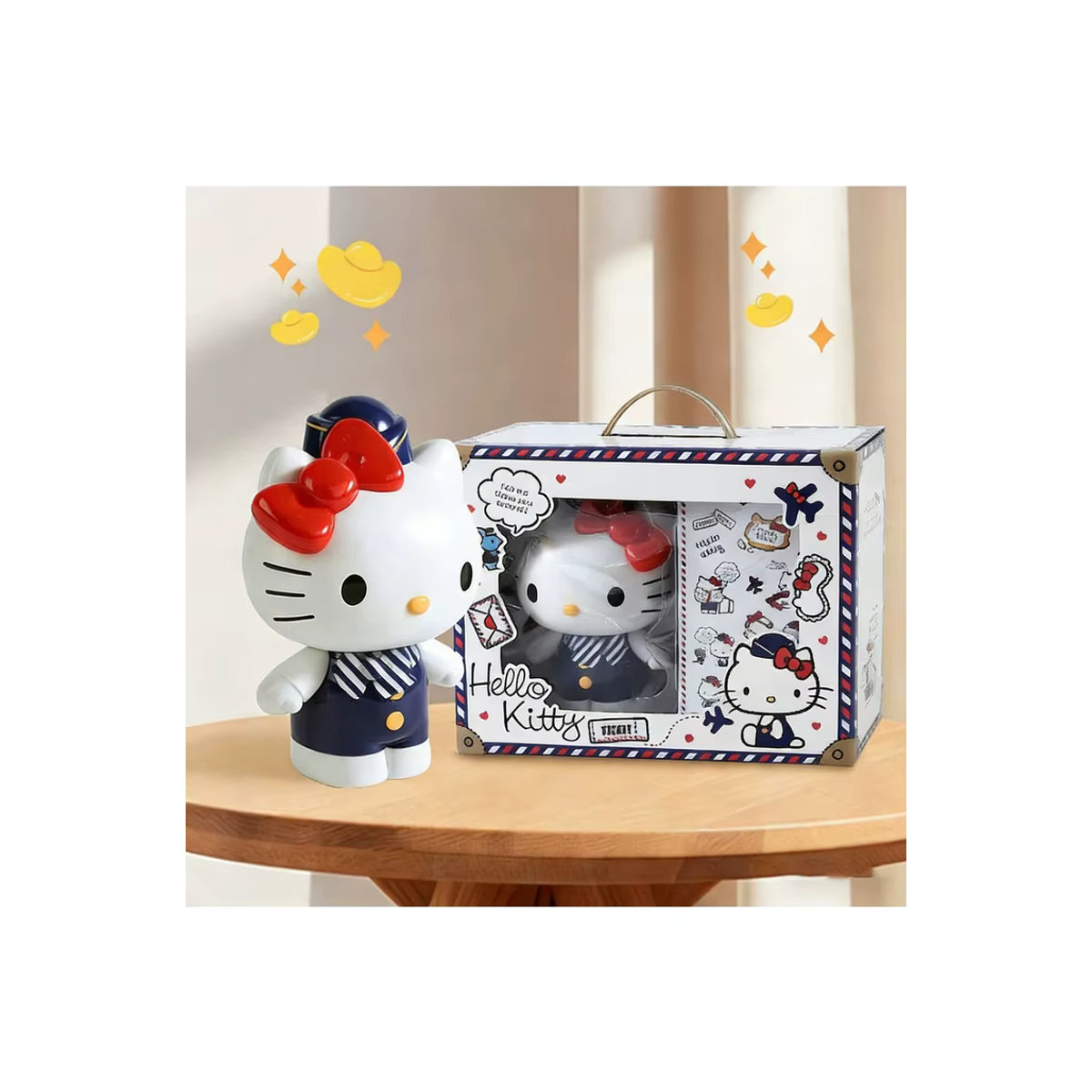Sanrio Hello Kitty Spardose in Weiß mit Streifenmuster aus Kunststoff - Bild 7