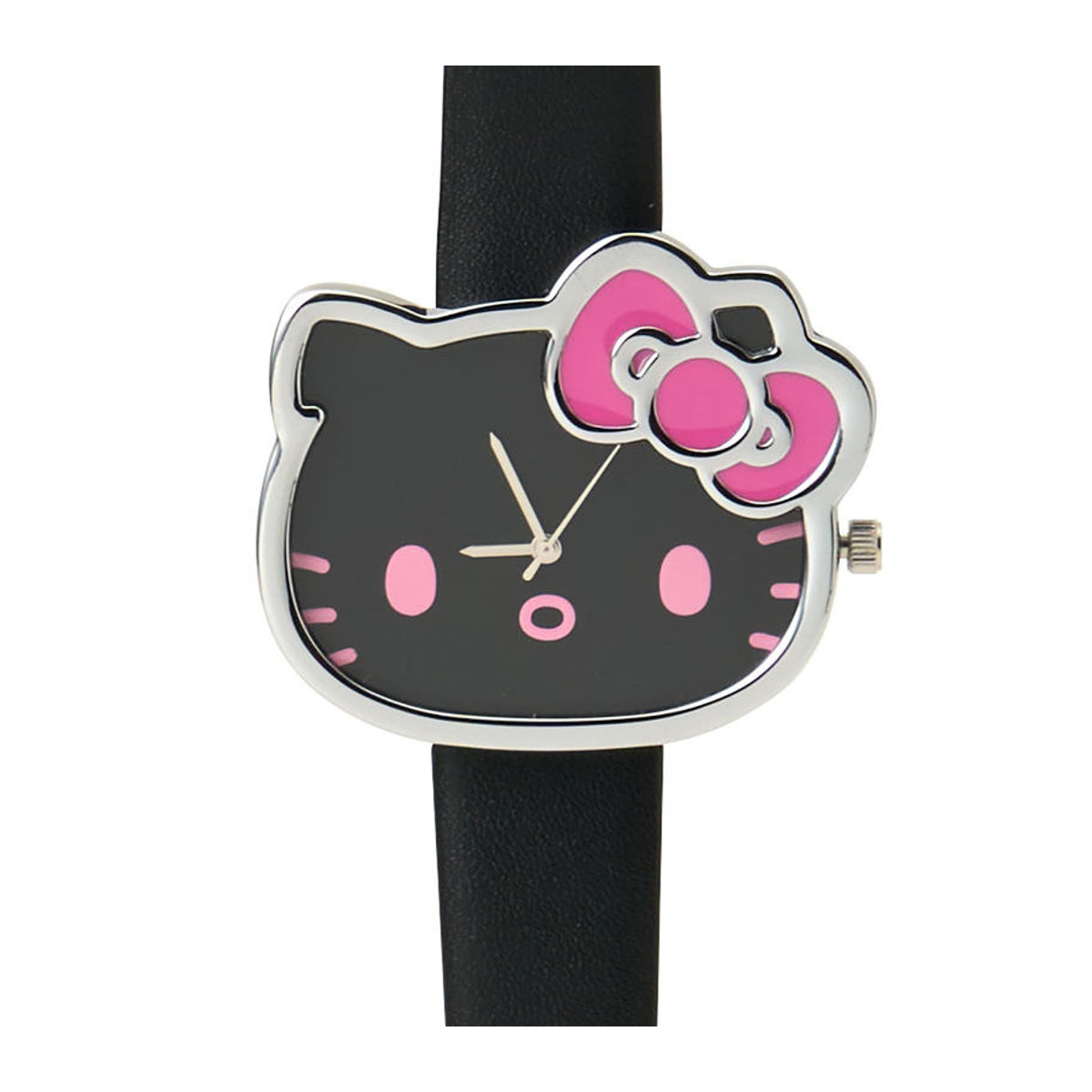 Sanrio Hello Kitty Wanduhr Analog Schwarz aus Metall mit unregelmäßiger Form - Bild 2
