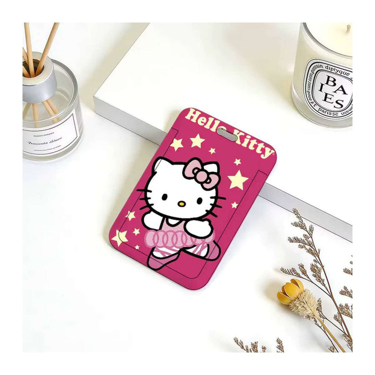 Sanrio K-KittyS H-HelloS Namensschildhalter aus Kunststoff mit weichem Halsband in Rosa gestreift - Bild 6